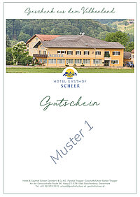 Gutschein-Vorlage 1 vom Hotel Gasthof Scheer. Gutschein-Vorlage 1 vom Hotel Gasthof Scheer.